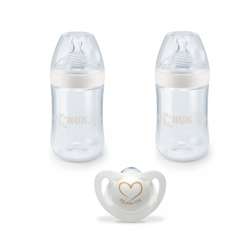 Pack de 2 biberons Nature sense 260 ml + 1 sucette Genius 