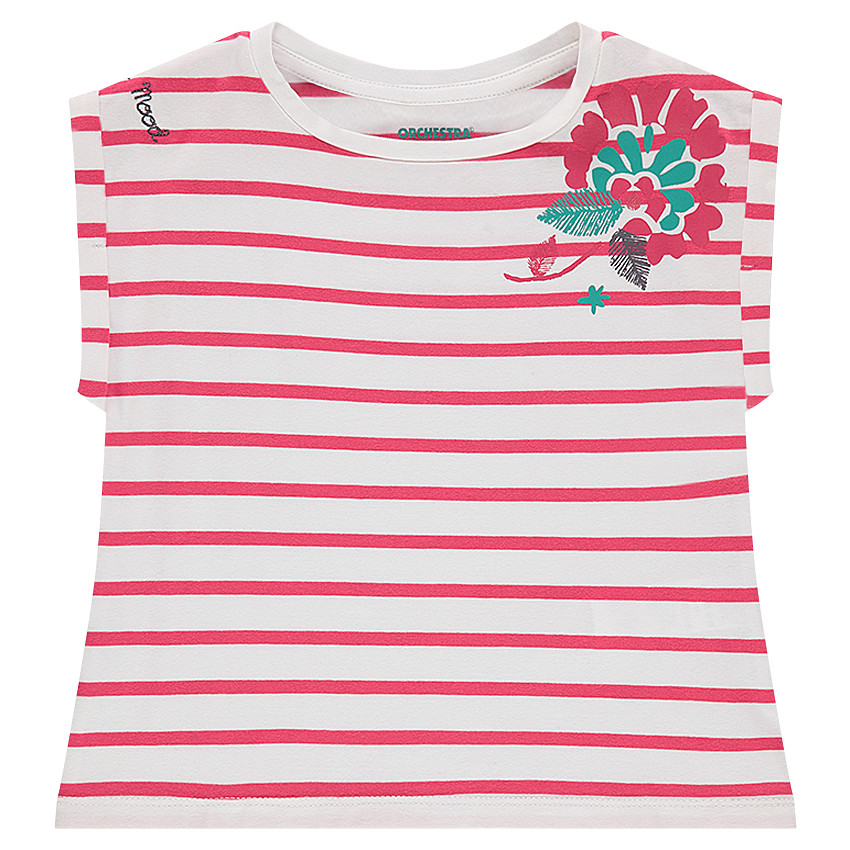 Tee-shirt manches courtes forme "boxy" avec fleurs printées 