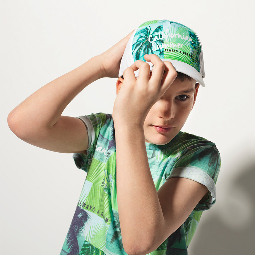 Junior - Tee-shirt manches courtes en jersey avec palmiers all-over 