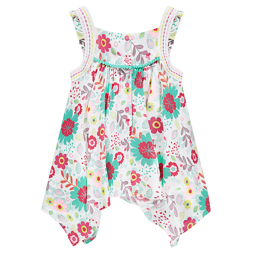 Tunique volantée imprimée fleurs all-over avec détails brodés 