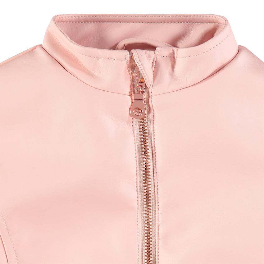 Veste en simili cuir style motard avec doublure en satin imprimé 