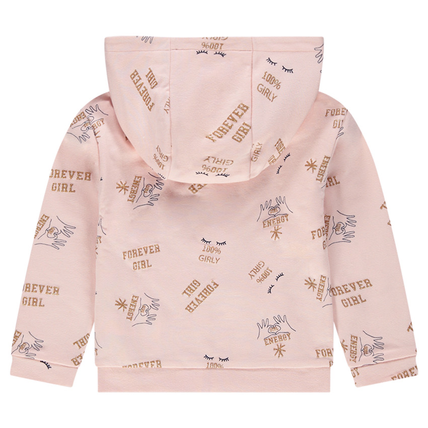 Gilet à capuche en molleton zippé avec motif fantaisie 