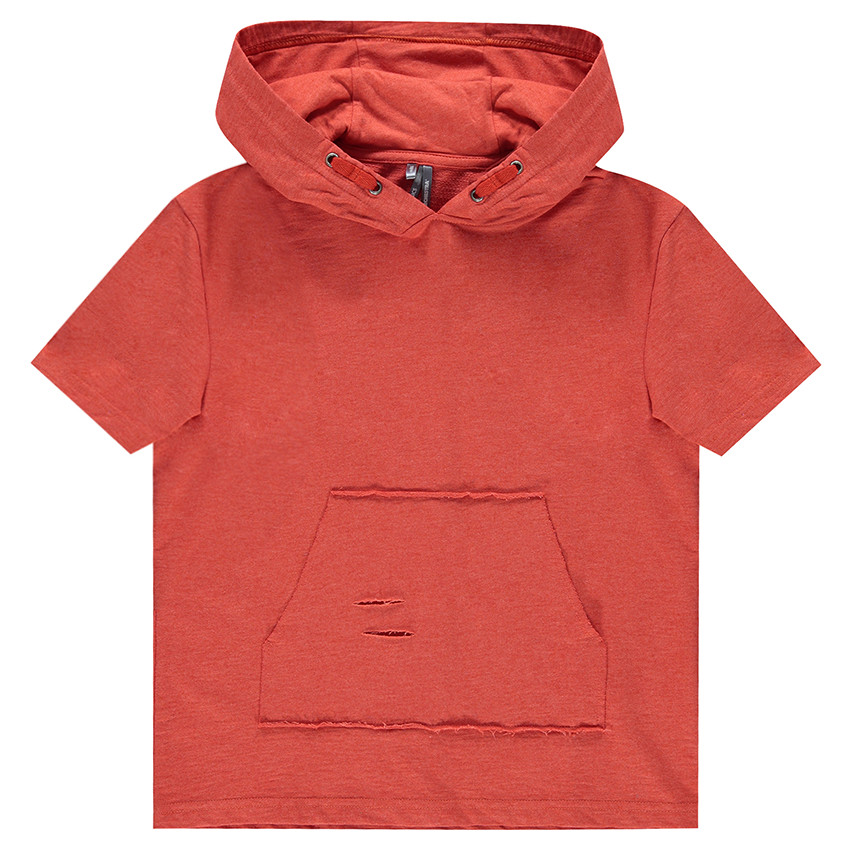 Junior - Sweat manches courtes à capuche avec poche kangourou 