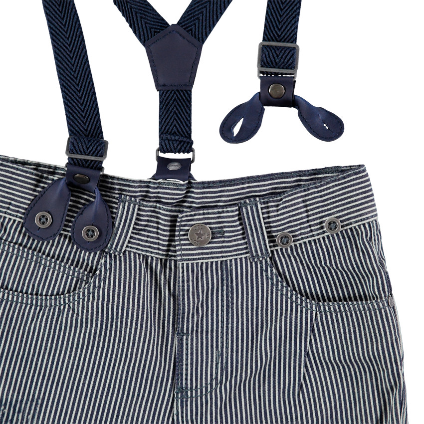 Bermuda à rayures verticales all-over et bretelles ajustables 