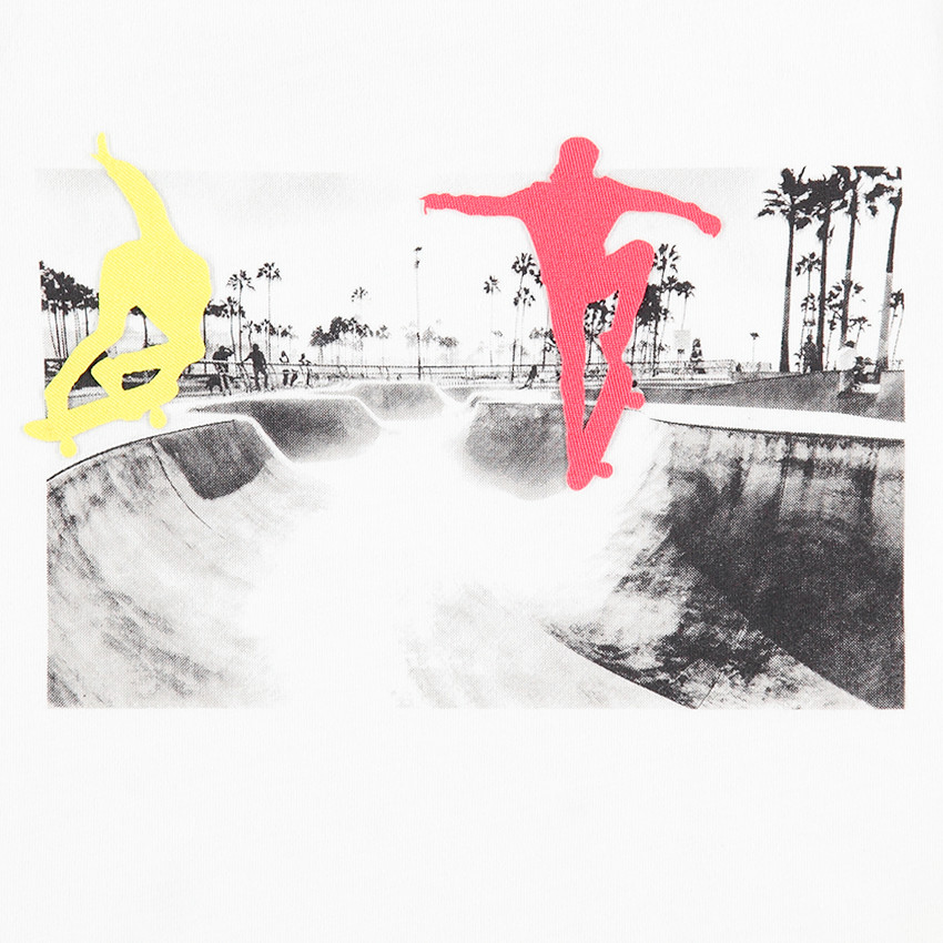 Tee-shirt manches longues en jersey avec message printé et adhésifs skateurs fantaisie 