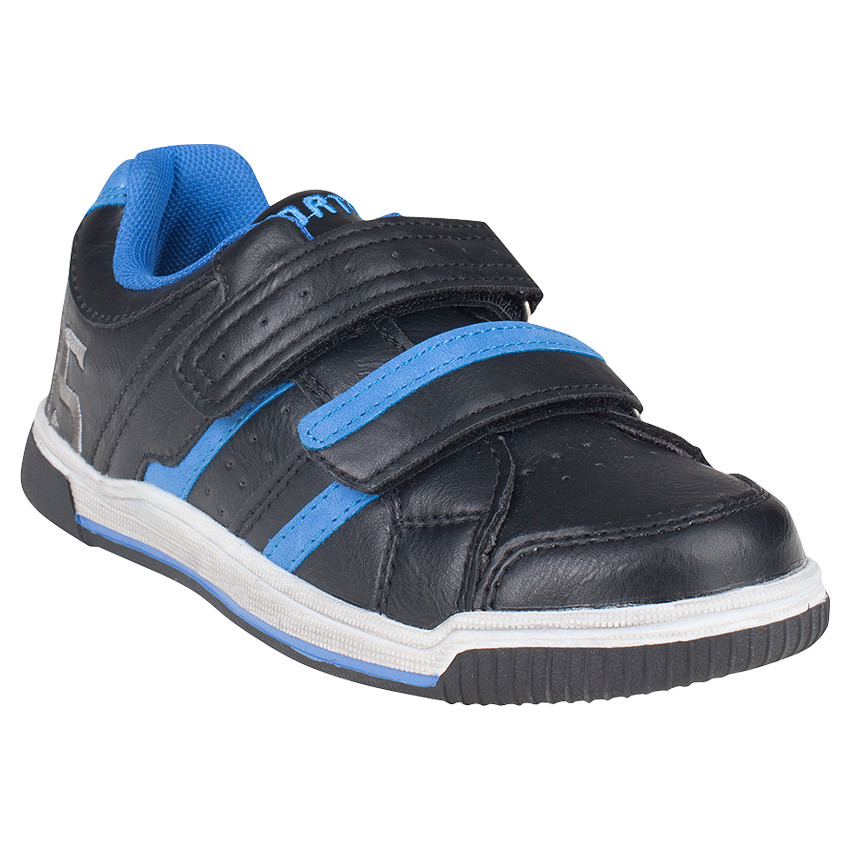 Baskets basses à scratchs aspect cuir avec broderies 