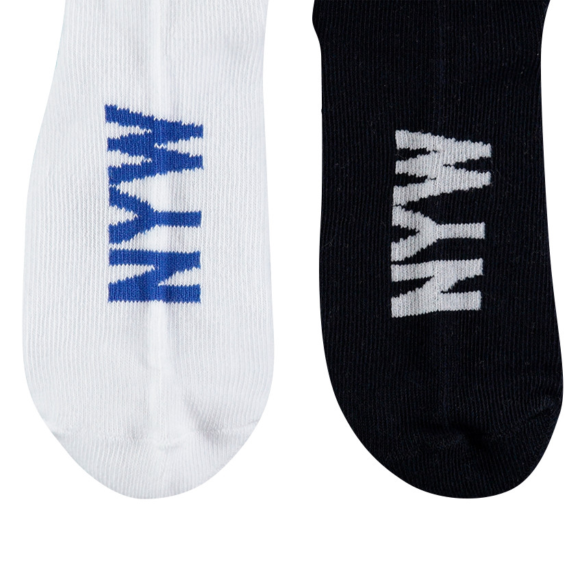 Lot de 2 paires de chaussettes unies avec rayure contrastée 