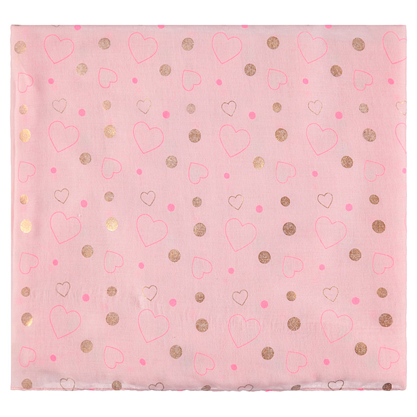 Chèche en voile de viscose avec coeurs et pois dorés 