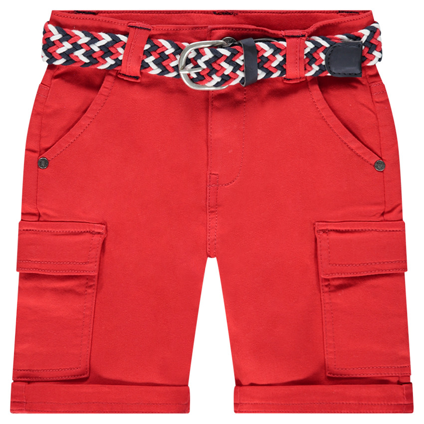 Bermuda rouge en coton avec ceinture tressée amovible 