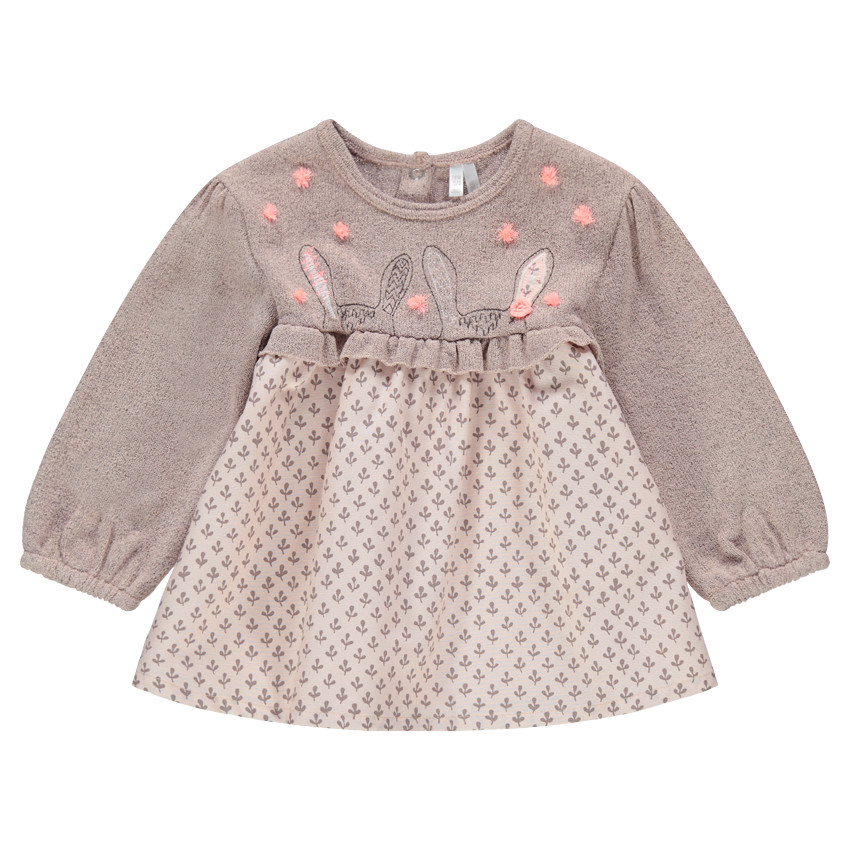 Tunique effet 2 en 1 avec pompons et motif graphique 