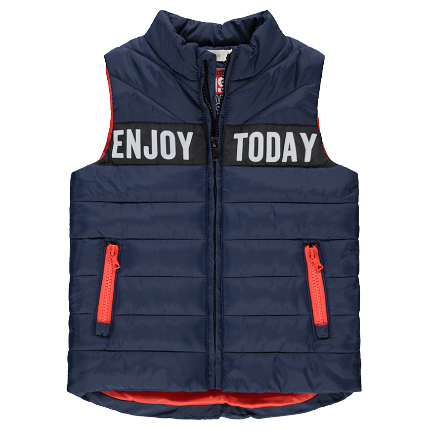 Doudoune sans manches avec inscription printée et 2 poches zippées 