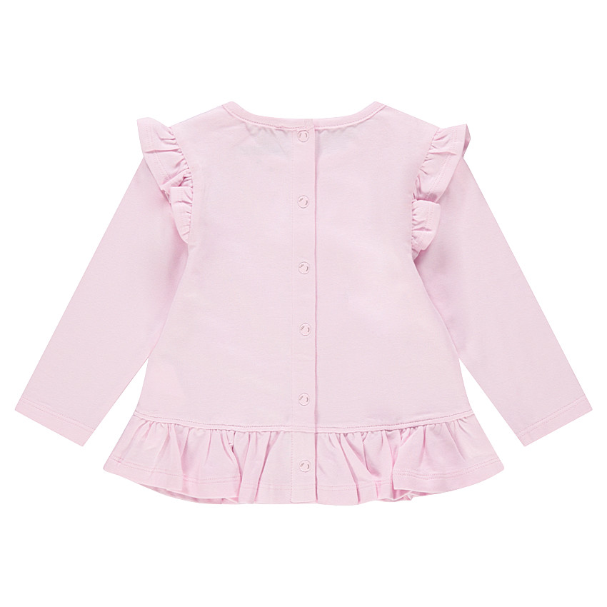 Tee-shirt manches longues volanté avec lapin patché et volants 