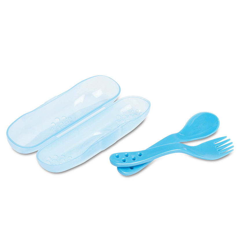 Set de 2 couverts + boîte de transport - Bleu 