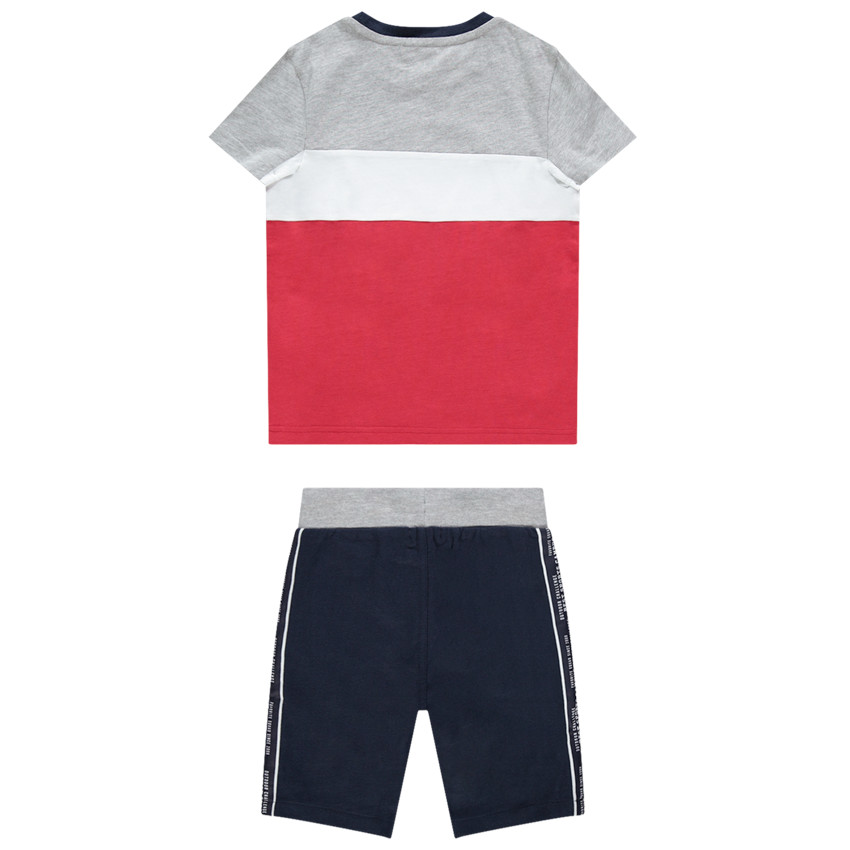 Ensemble avec t-shirt printé et bermuda à bandes 