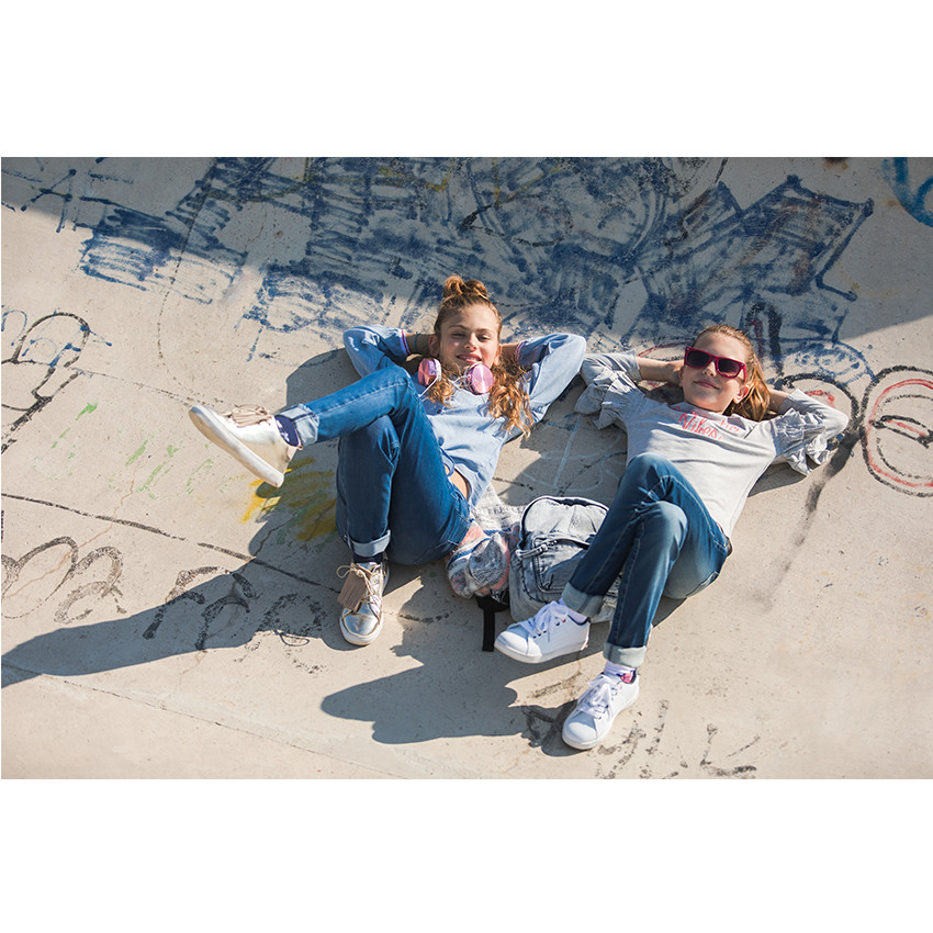 Tee-shirt manches 3/4 volantées avec inscription en sequins 