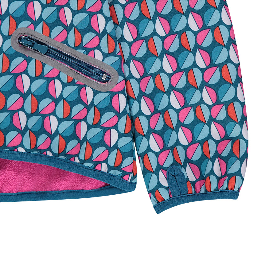 Coupe-vent à capuche amovible imprimé all-over doublé micropolaire 