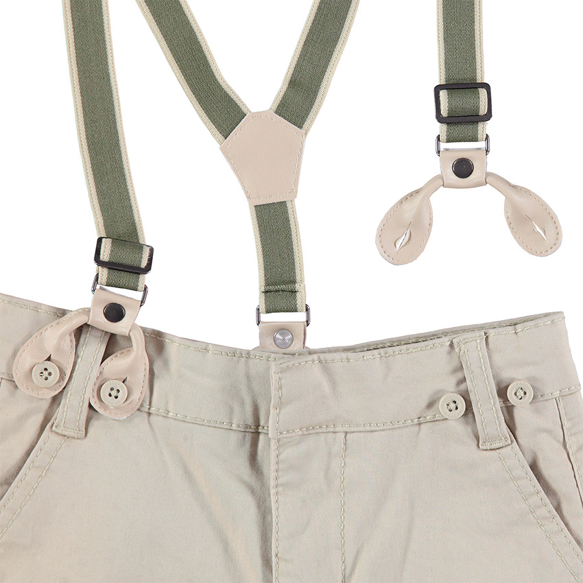 Pantalon de cérémonie en satin de coton uni à bretelles amovibles 