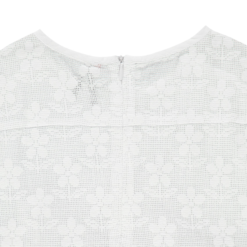 Tunique manches courtes en résille et dentelle à fleurs 