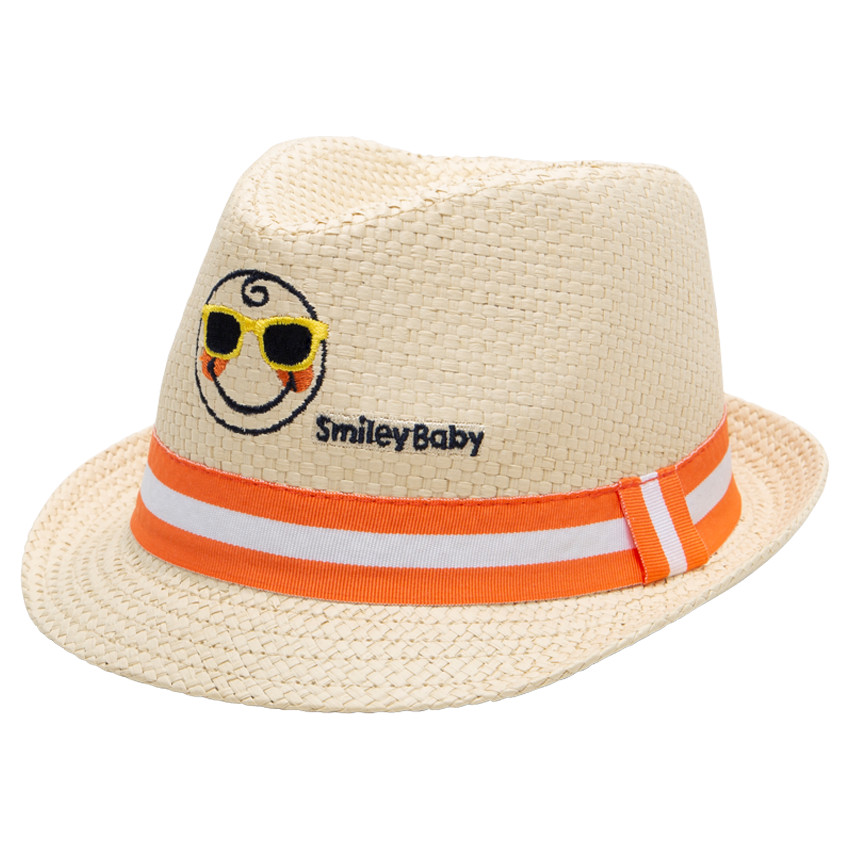 Borsalino effet paille avec Smiley brodé sur le devant 