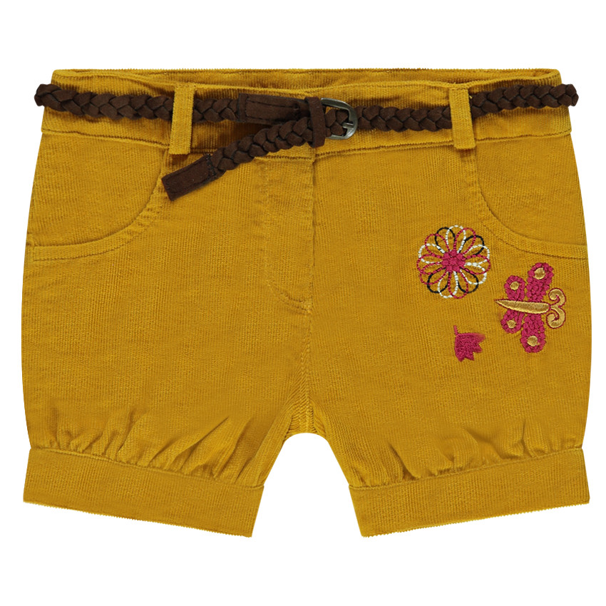 Short en velours milleraies avec ceinture tressée amovible 