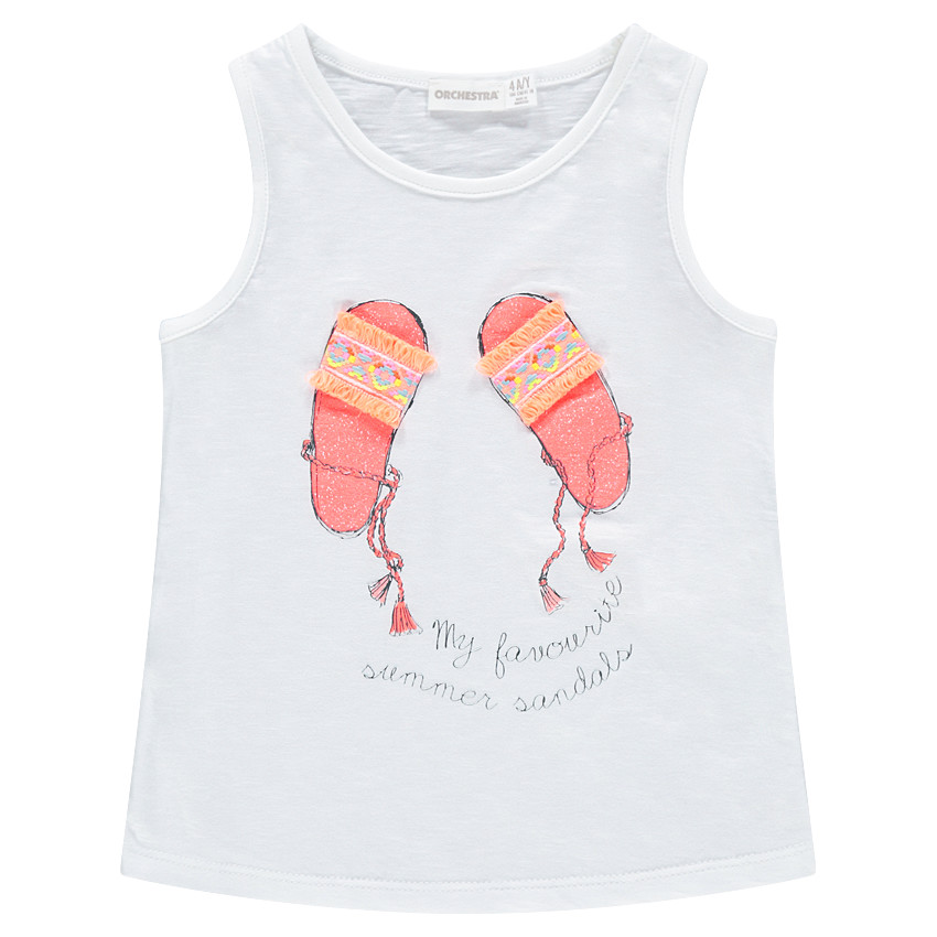 Débardeur en jersey avec sandales à paillettes et brides en relief 