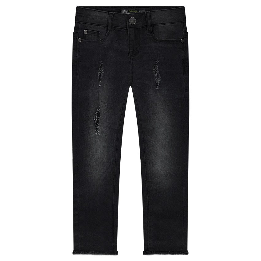 Jeans effet used et crinkle avec déchirures fantaisie 