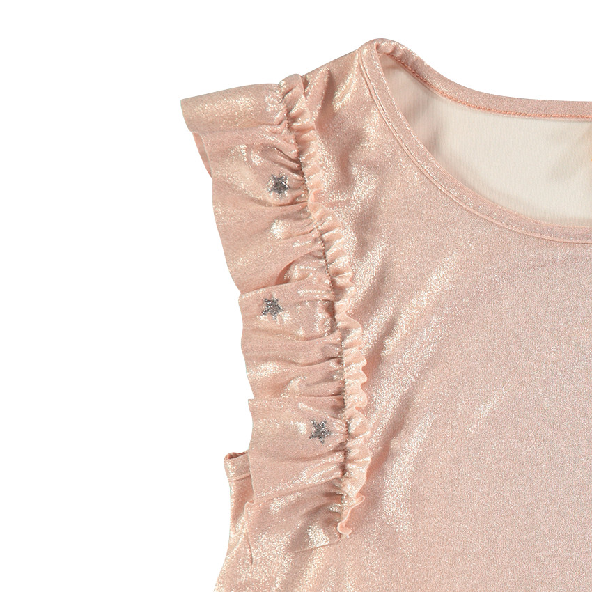 Junior - Robe de cérémonie enduite à manches courtes volantées  