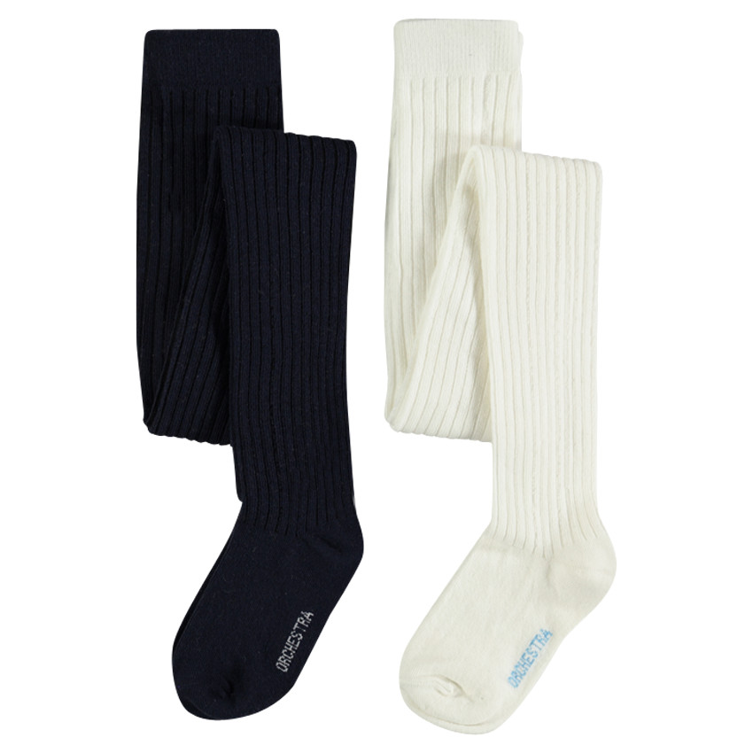 Lot de 2 collants épais à côtes 