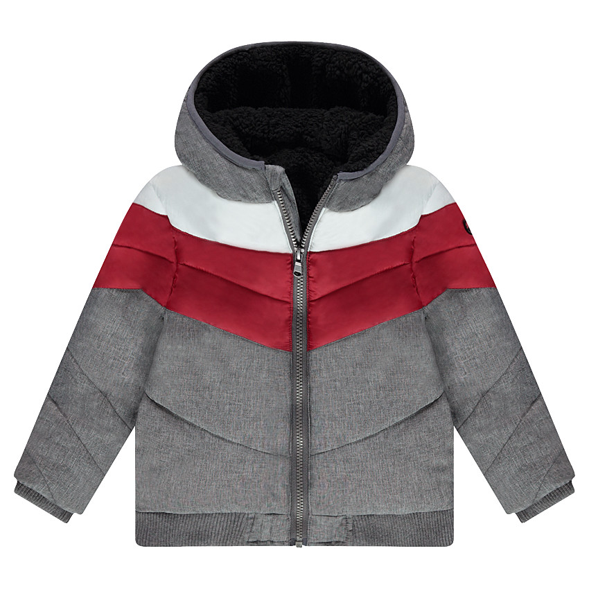 Doudoune matelassée doublée sherpa avec badge en twill 