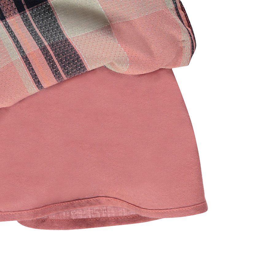 Robe manches longues à larges carreaux et ceinture amovible 