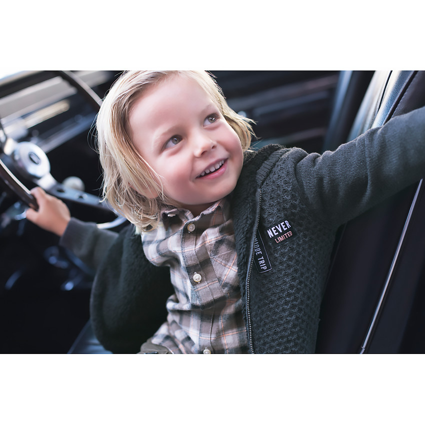 Chemise manches longues à carreaux avec étiquette fantaisie 