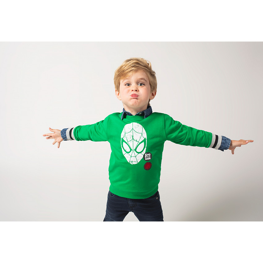 Sweat en molleton uni vert print Marvel Spiderman 