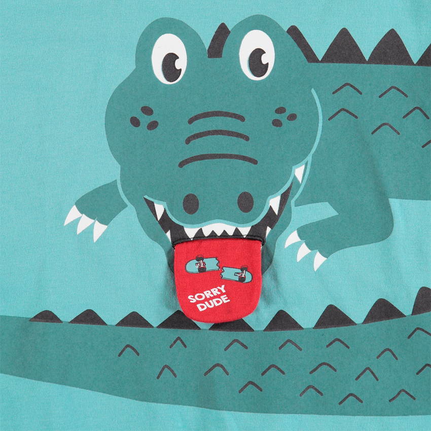 T-shirt manches longues print crocodile à langue mobile 