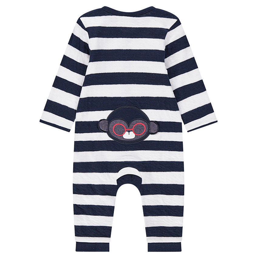 Combinaison longue à rayures all-over et poche en chambray 