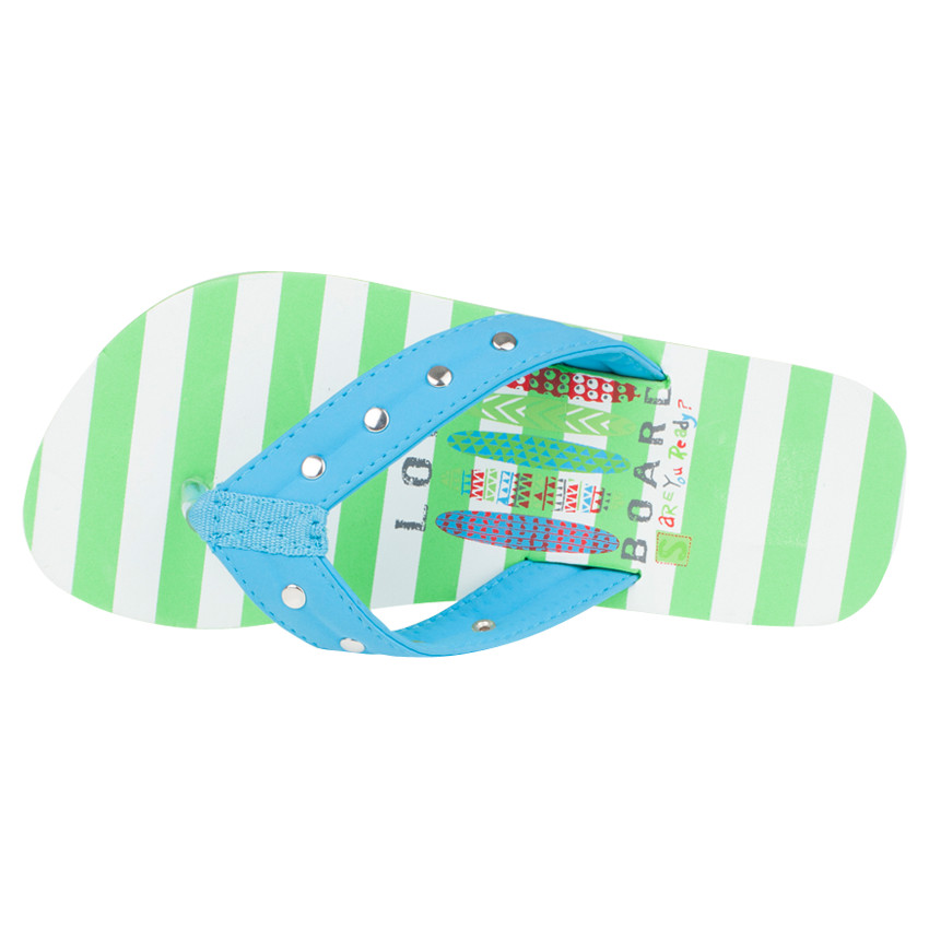 Tongs rayées avec bride à clous fantaisie 