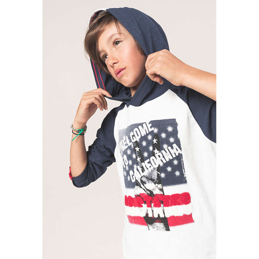 Junior - T-shirt manches longues à capuche avec main printée 