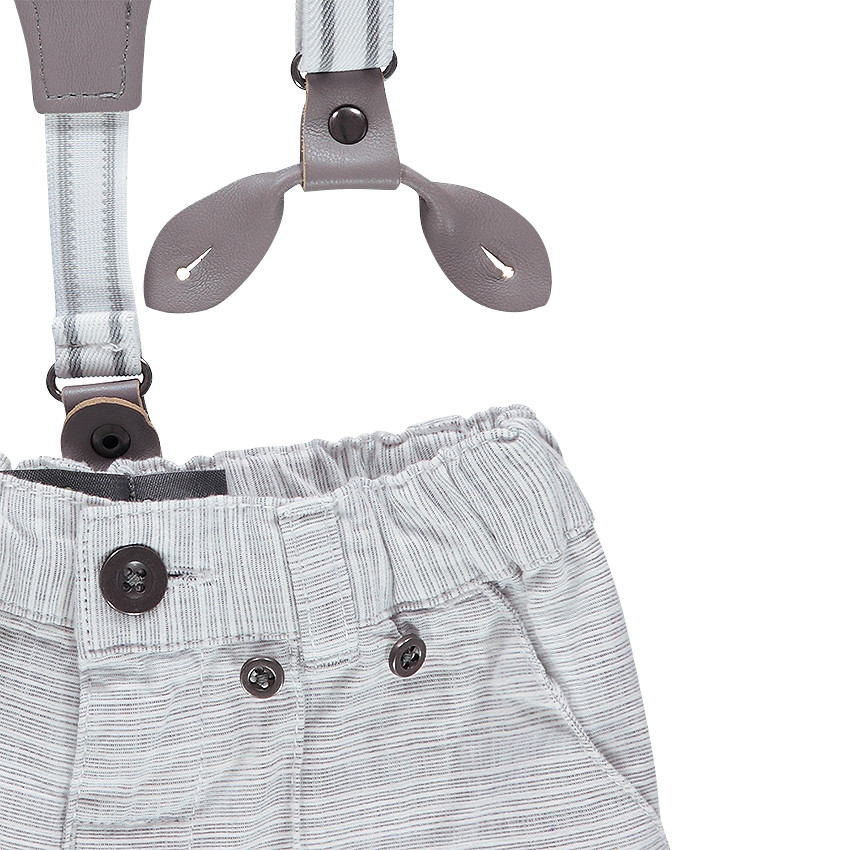 Pantalon en coton rayé avec bretelles amovibles 