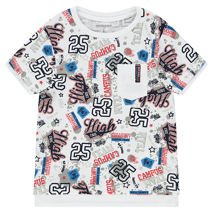Tee-shirt manches courtes imprimé all-over avec poche 