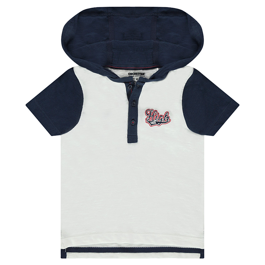 Polo manches courtes à capuche avec inscription brodée 