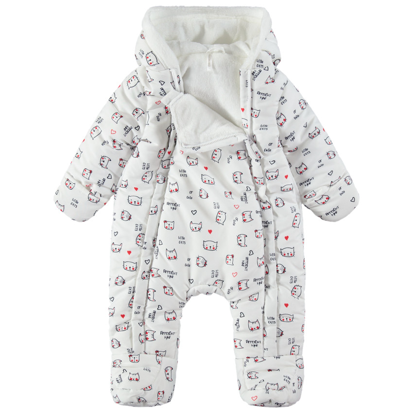 Combi-pilote doublée sherpa avec chats imprimés all-over 