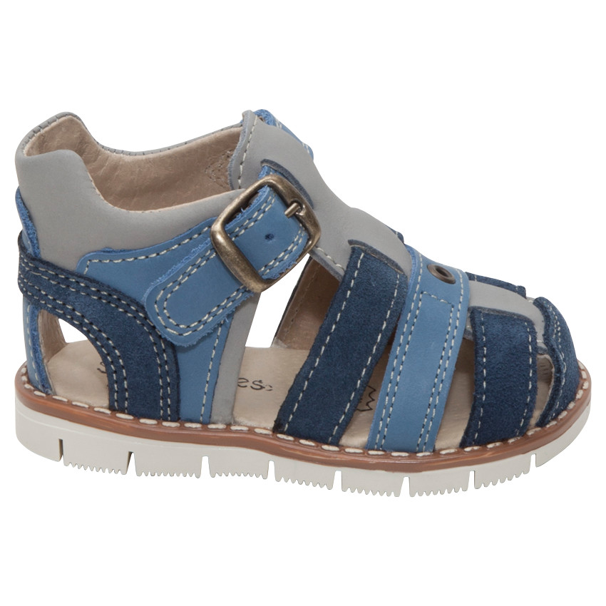 Nu-pieds en cuir à brides contrastées 