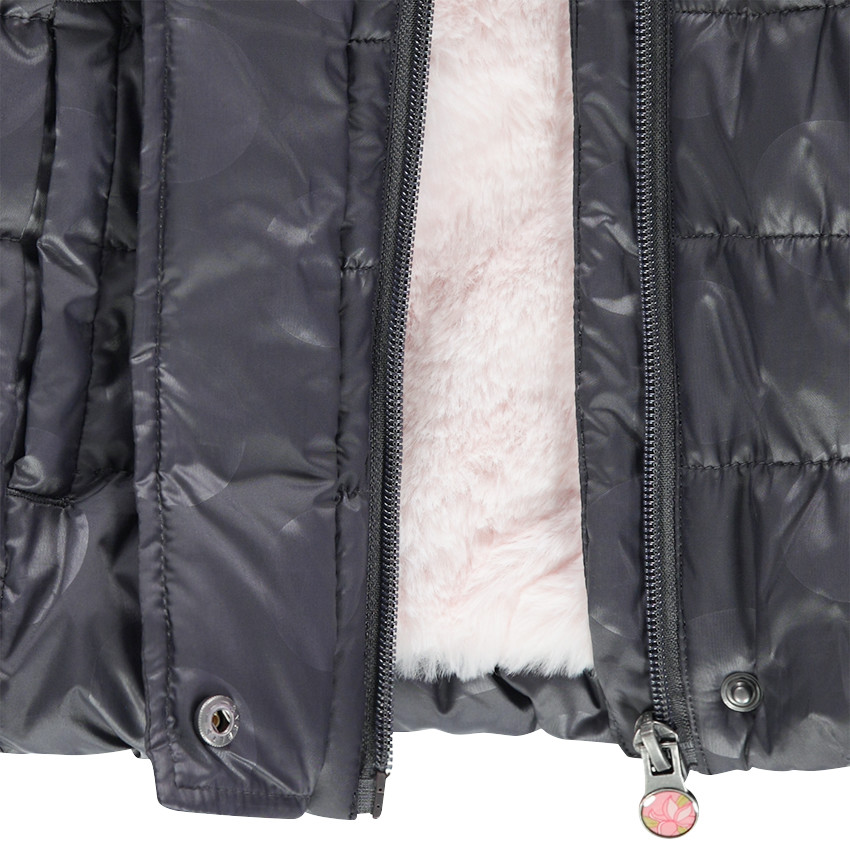 Doudoune matelassée doublée sherpa avec fleurs brodées 