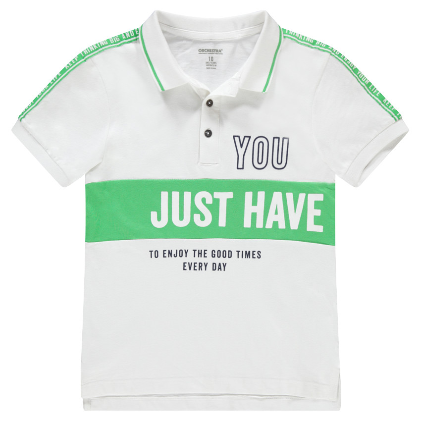 Junior - Polo manches courtes en jersey avec inscriptions printées 