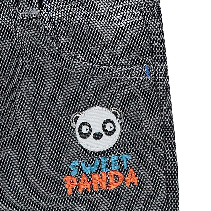 Bermuda en coton fantaisie avec panda patché 