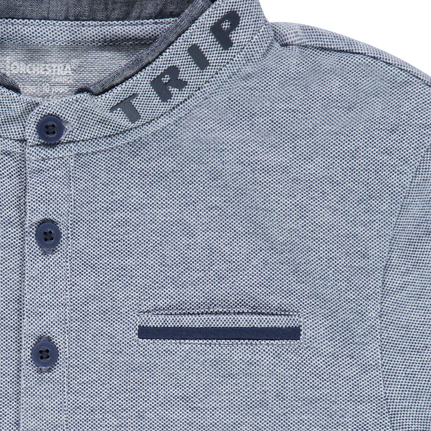 Junior - Polo manches longues en jersey avec col fantaisie et inscriptions printées 