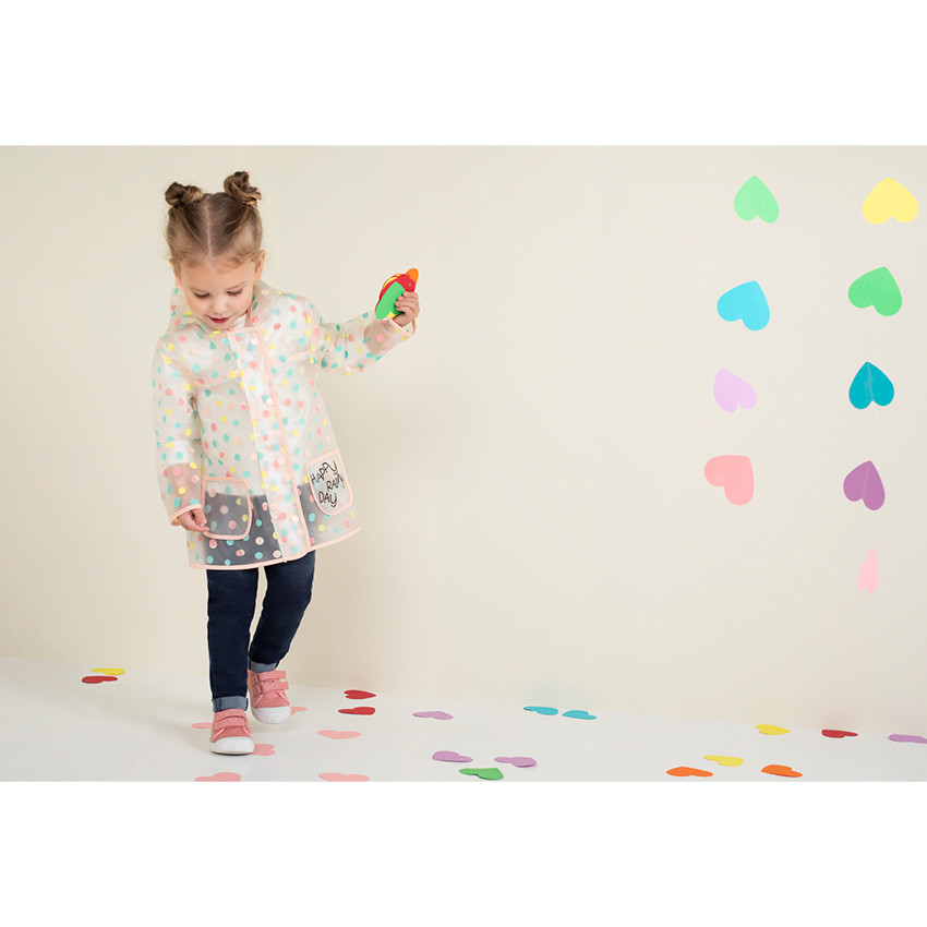 Coupe-vent à capuche transparent avec pois all-over et messages printés 