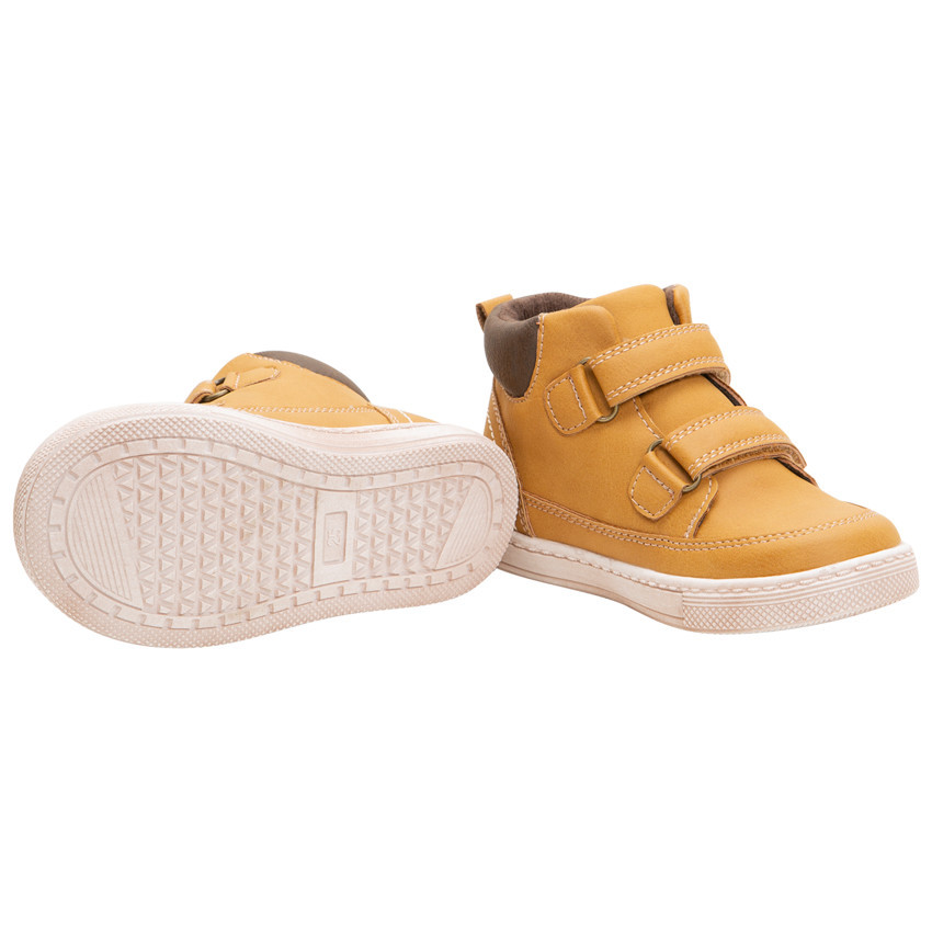 Bottillons camel effet cuir à scratchs 