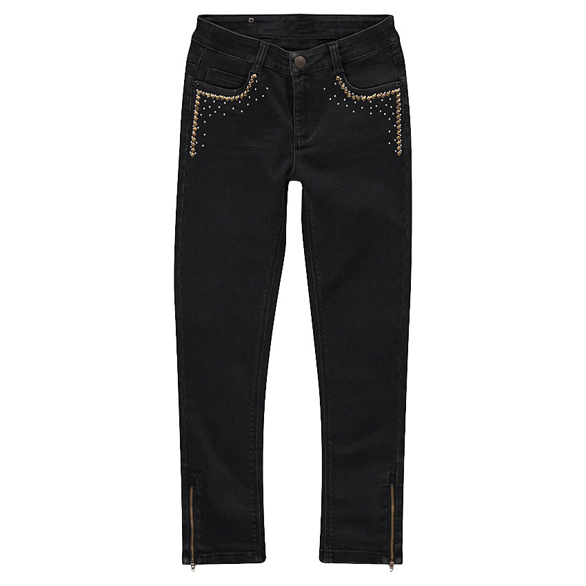 Junior - Jeans effet used slim avec clous fantaisie 