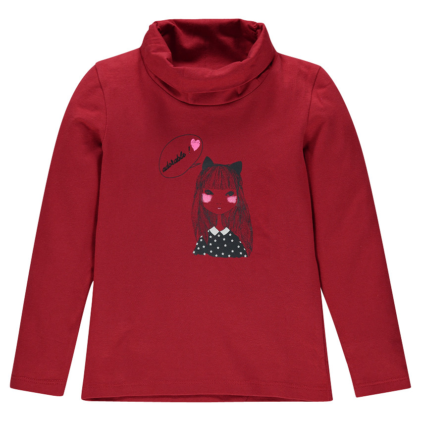 Sous-pull col roulé uni avec print fantaisie  