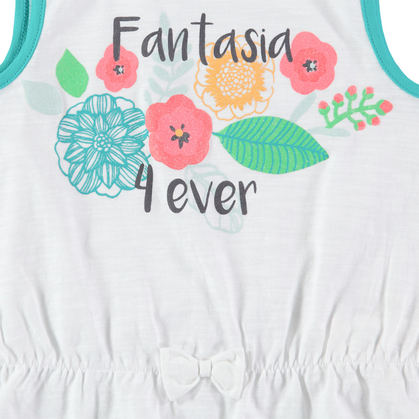 Débardeur en jersey slub à fleurs pailletées printées 